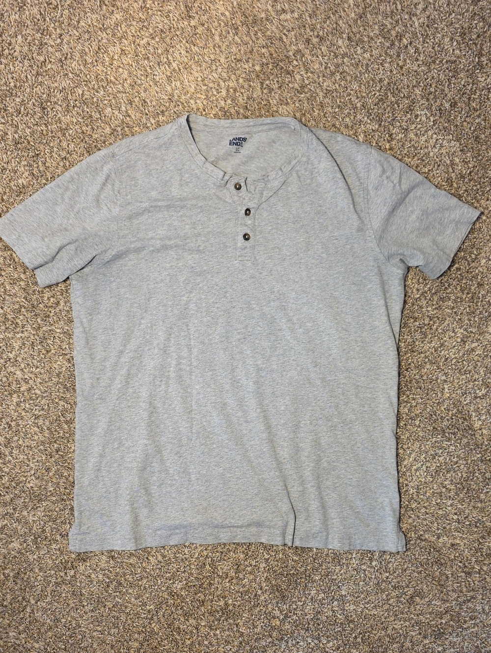 Lands' End Men's Short Sleeve Henley - Heather Gray